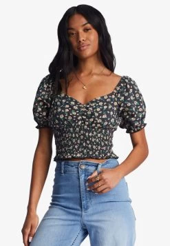 Billabong LOVE SONG HAUT À MANCHES BOUFFANTES - T-Shirt Print - Black Pebble -Billabong 7a67767ac002497d9f5cafa1dd35484e 1