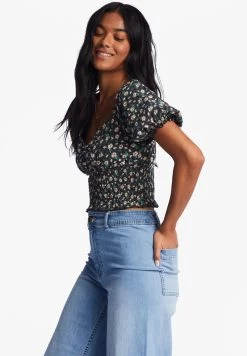 Billabong LOVE SONG HAUT À MANCHES BOUFFANTES - T-Shirt Print - Black Pebble -Billabong e3690b1d2ca44c298caf118f482fac41