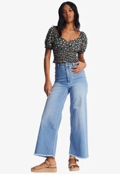 Billabong LOVE SONG HAUT À MANCHES BOUFFANTES - T-Shirt Print - Black Pebble -Billabong f3eaddaf616548c3934001f13a330787